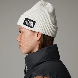 BNWT The North Face Logo Box Cuffed Beanie (OS) Cream Color